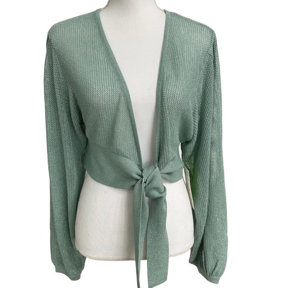 Jeannie Mai x INC Tie Front Knit Cardigan Matcha Size Medium - Picture 1 of 6